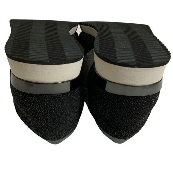 KARL LAGERFELD Giselle Black Leather Slip On Sneaker Black Suede Bling Shoes 7.5 - Picture 8 of 8